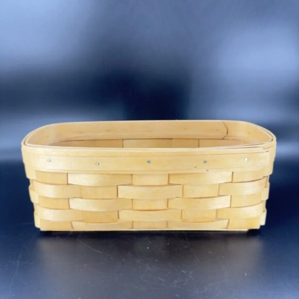 Vintage 1997 ROYCE CRAFT WOOD Bread‎ BASKET Rectangular Shape Plastic Liner VTG